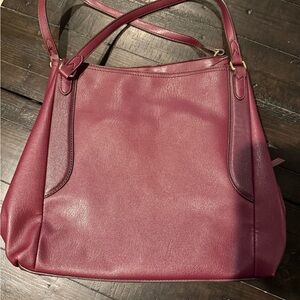 Elegant Liz Claiborne Burgundy Leather Tote Bag
